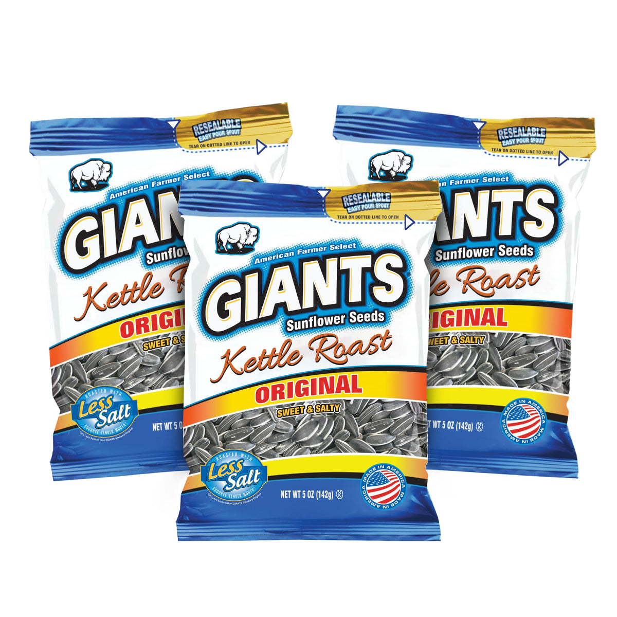 GIANTS Sunflower Seeds Sweet & Salty bag front with resealable packaging for easy snacking