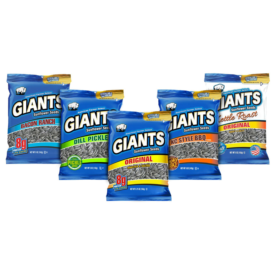 GIANTS Sunflower Seeds variety pack front view for bulk snacking on the go
