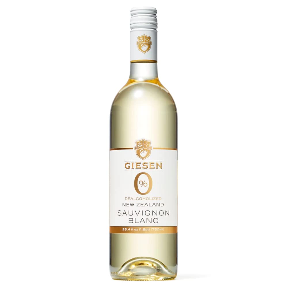 Giesen 0% Sauvignon Blanc bottle shows alcohol-free elegance for gatherings.