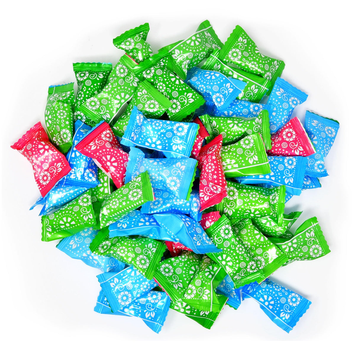 Gift Boutique Close-up of creamy butter mint with hygienic wrapper.
