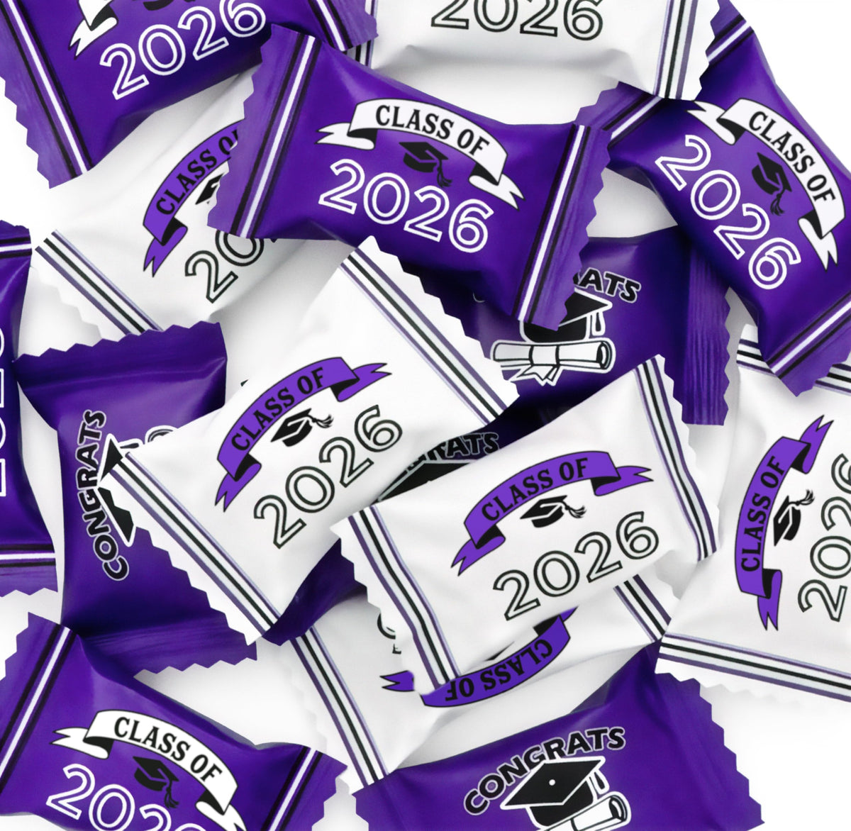 Gift Boutique Class of 2026 mint wrappers in trio colors for elegant party decor
