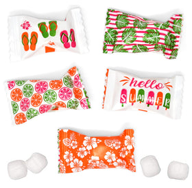 Gift Boutique flip-flops with luau flowers design butter mints, ideal for beach party favors.