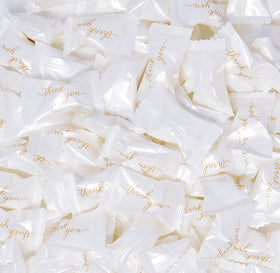 Gift Boutique gold printed Thank You mints label closeup highlighting premium gifting touch.