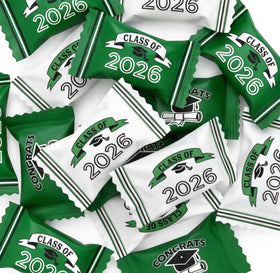 Gift Boutique mortarboard design mints in green white and black for graduation favors