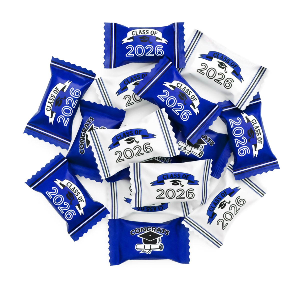 Gift Boutique graduation goody bags filled with blue butter mints.