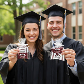 Gift Boutique graduation party favors with maroon designs