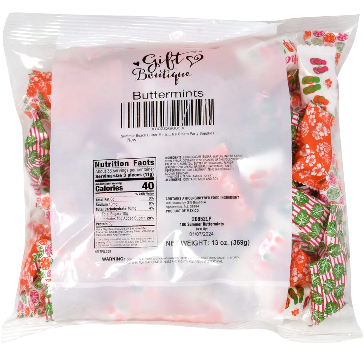 Gift Boutique hibiscus flowers design butter mints suitable for pool parties.