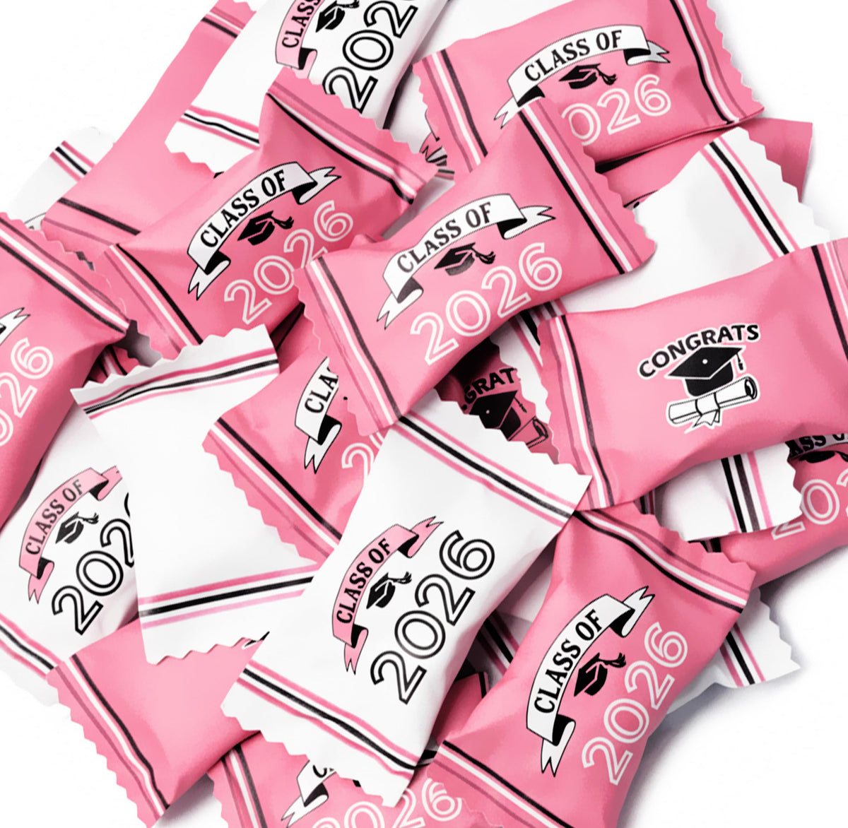 Gift Boutique mortarboard-design mints on display highlight Class of 2026 celebration vibes.