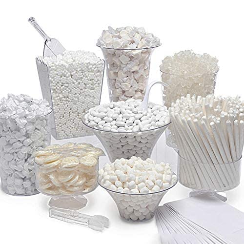 Wedding buffet with Gift Boutique Mr & Mrs buttermints as tasteful table decor
