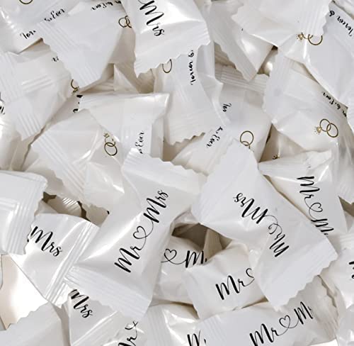 Mr & Mrs buttermints in individually wrapped packages for convenient guest enjoyment