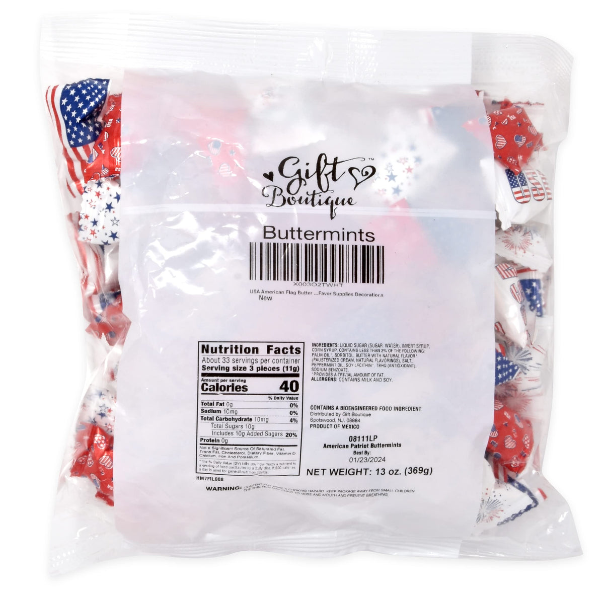 Gift Boutique office reception area with patriotic mints for guests