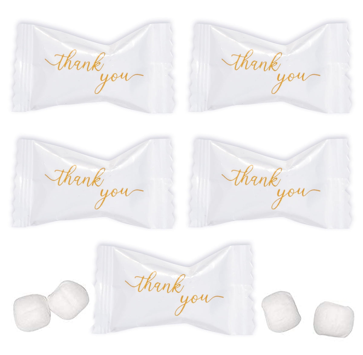 Gift Boutique Thank You Butter Mints packaging setup for elegant event display.