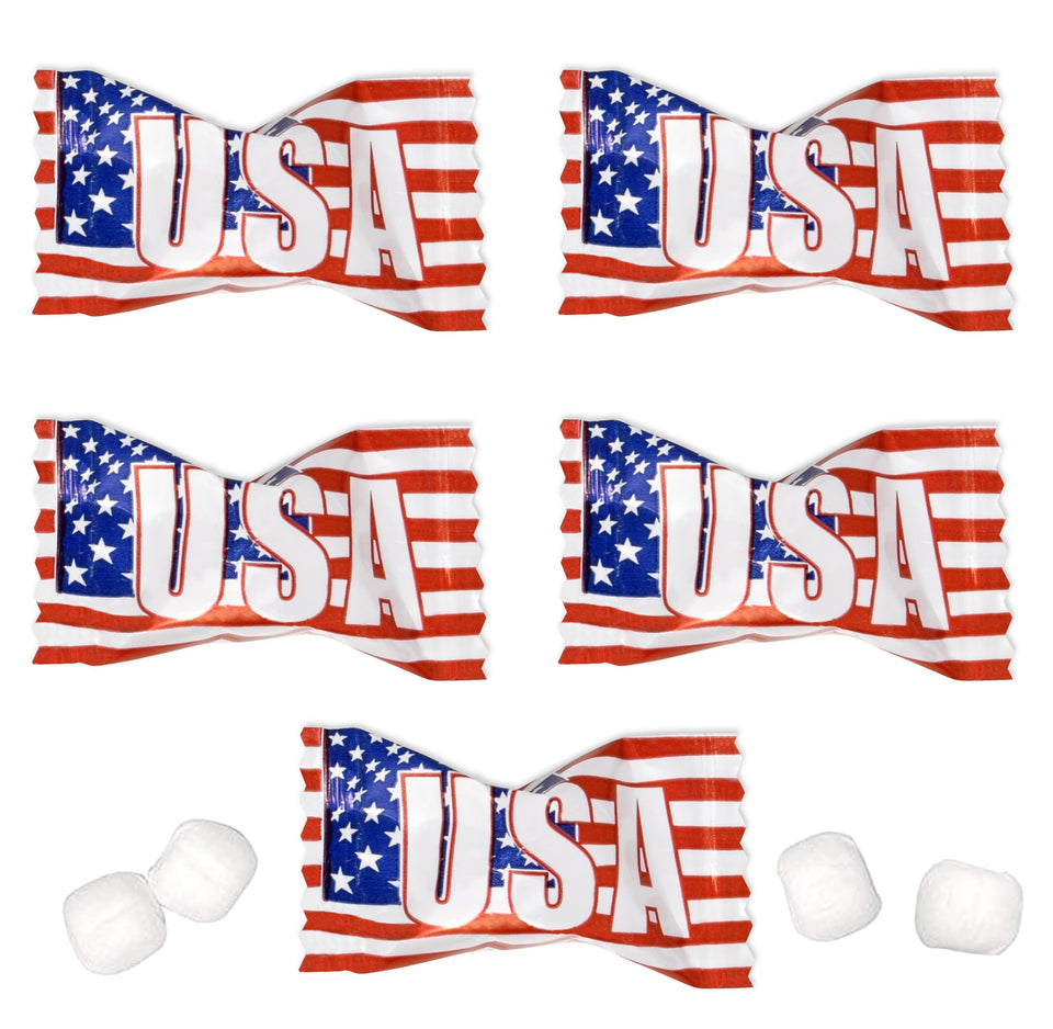 Gift Boutique USA flag butter mints bag-100-count on display for patriotic party desserts