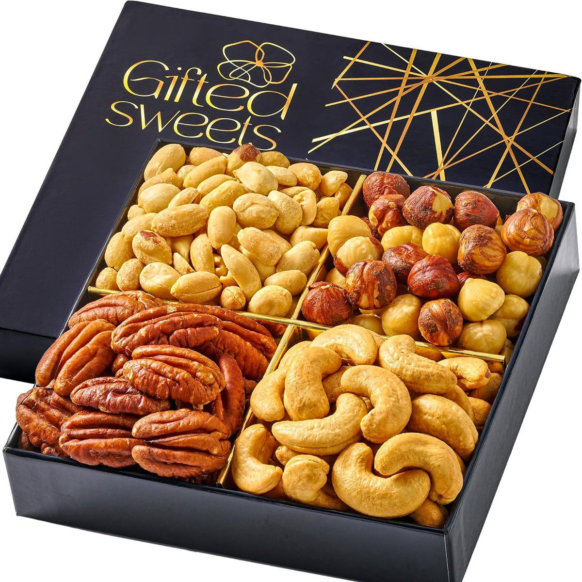 Gifted Sweets Mothers Day Nuts Gift Basket with four varieties, ideal for gifting.