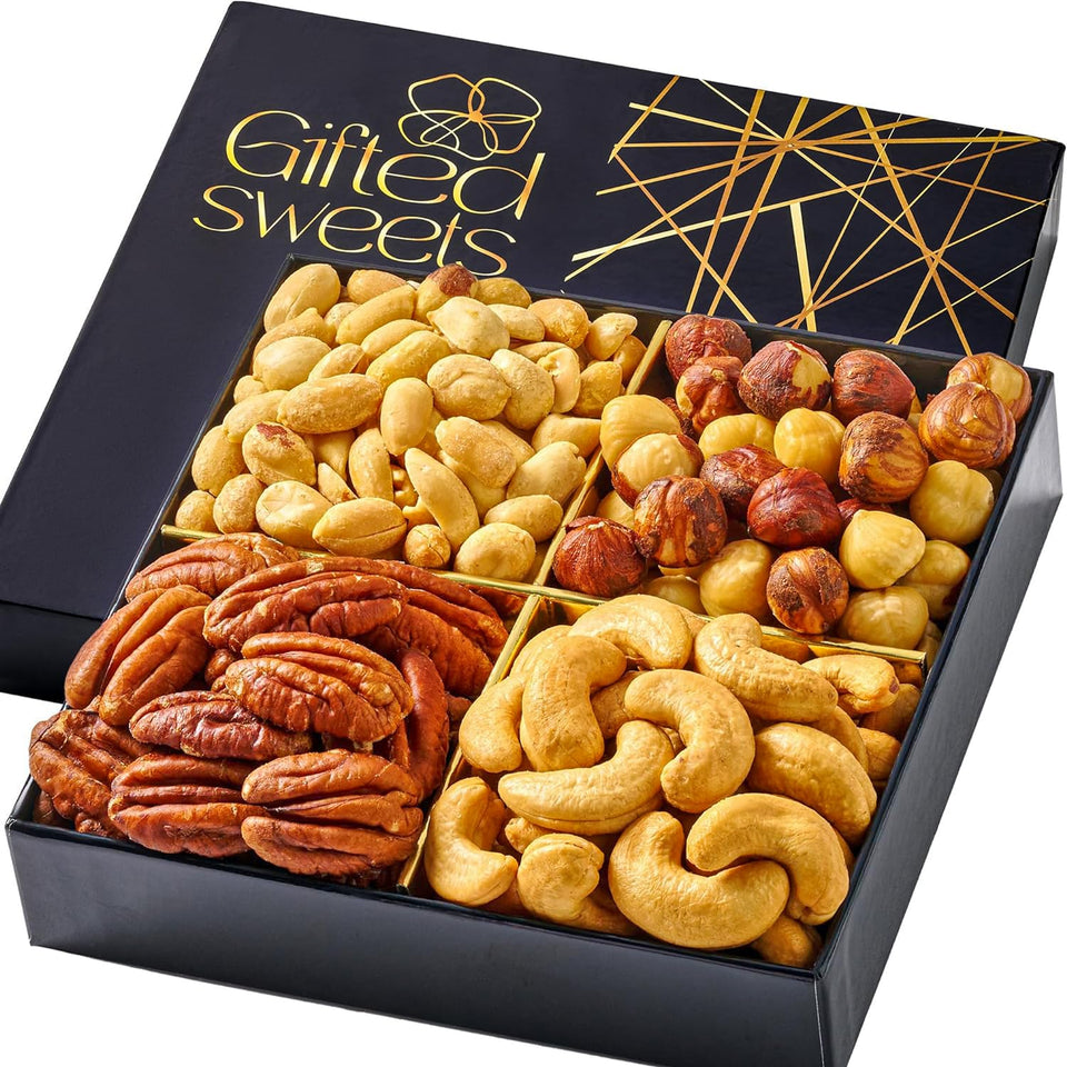 Gifted Sweets Mothers Day Nuts Gift Basket with four varieties, ideal for gifting.