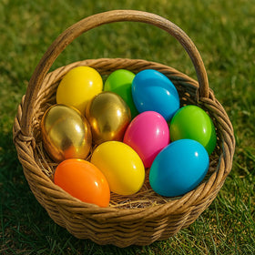 GiftExpress durable plastic eggs withstand day and night egg hunts.