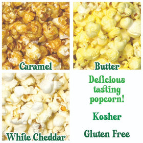 GiftPop popcorn tin flavor assortment preview showcasing three flavors