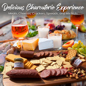 GiftWorld crackers and snacks paired with cheeses for quick snack platters.