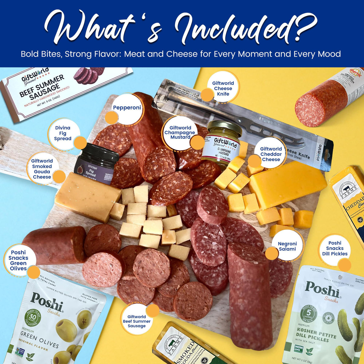 GiftWorld meat and cheese selection on display for gatherings