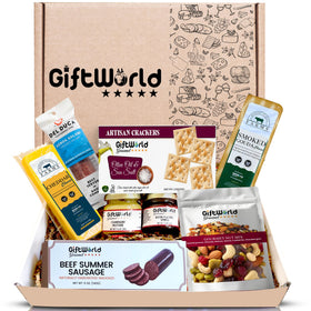 GiftWorld meat and cheese selection arranged for easy entertaining at gatherings.