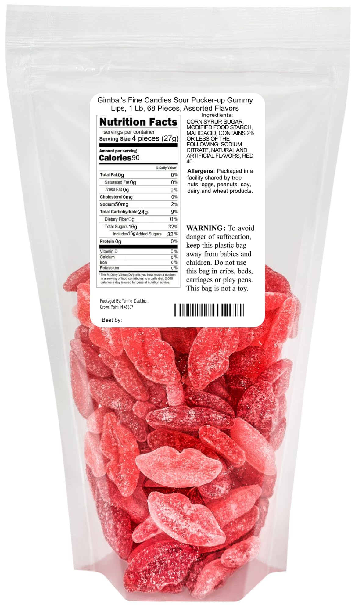 Gimbal's Sour Pucker Lips proudly made in the USA.