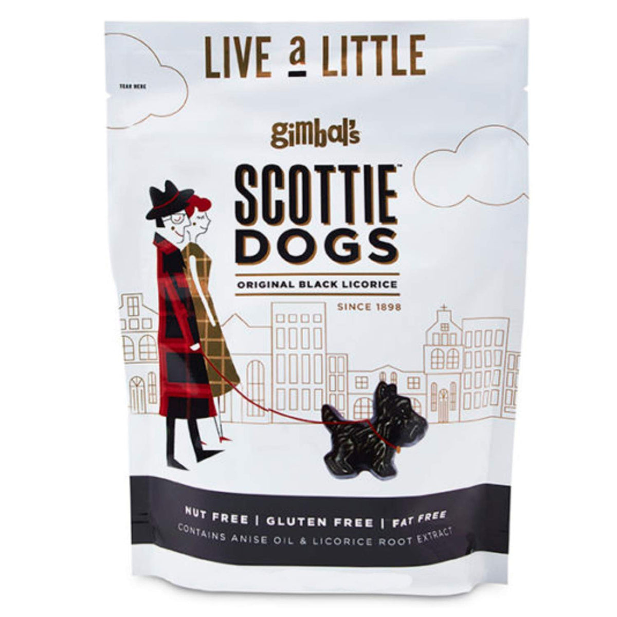 Gimbal's Scottie Dogs black licorice 6 oz bag for premium snacking with real licorice root