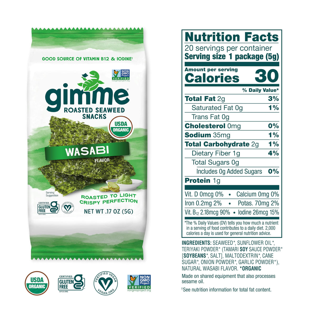 GimMe Avocado Oil & Sea Salt seaweed pack clean flavor and omega-3