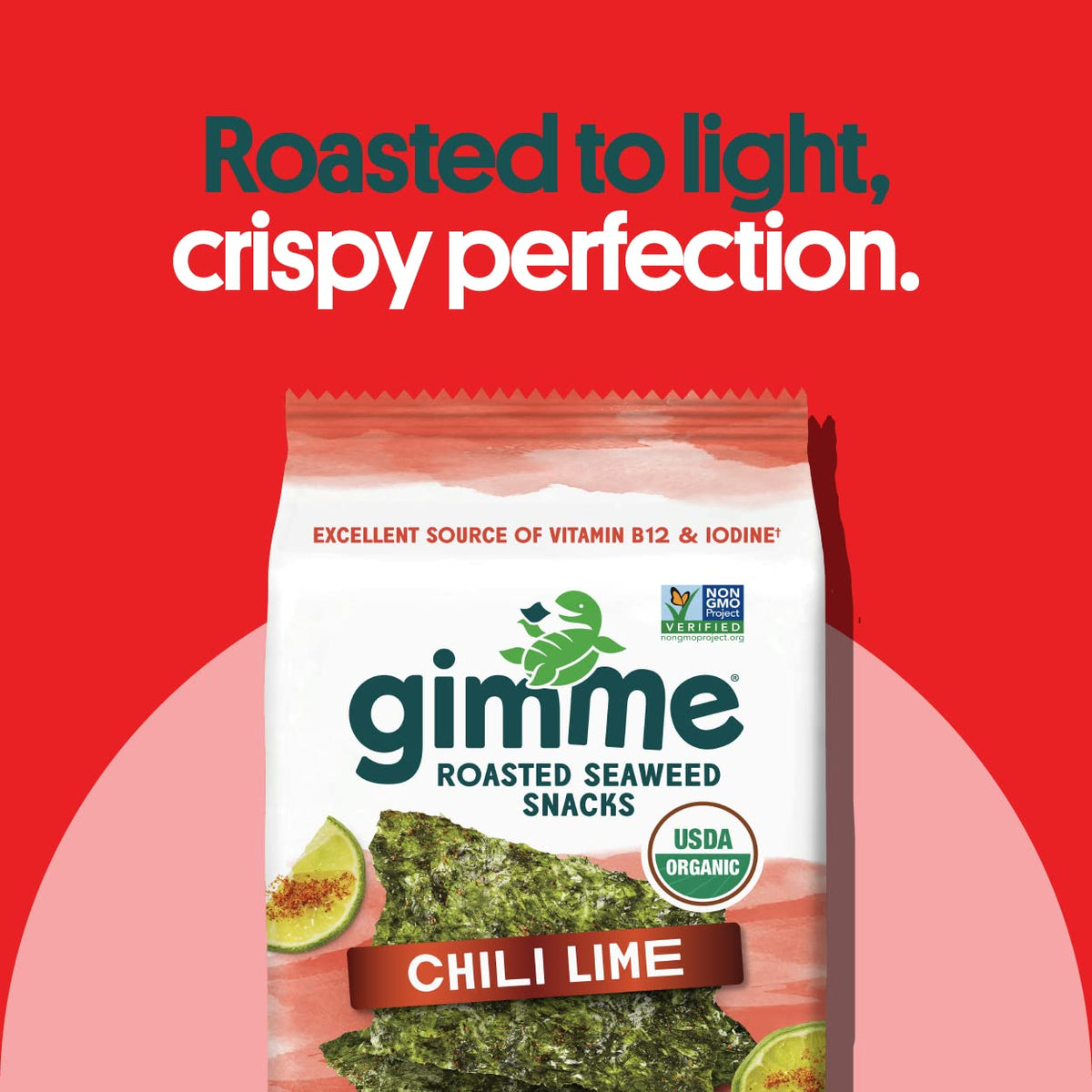 Chili lime seasoning dusting on seaweed sheets