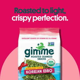 GimMe organic roasted seaweed serving close-up, snack on the go.