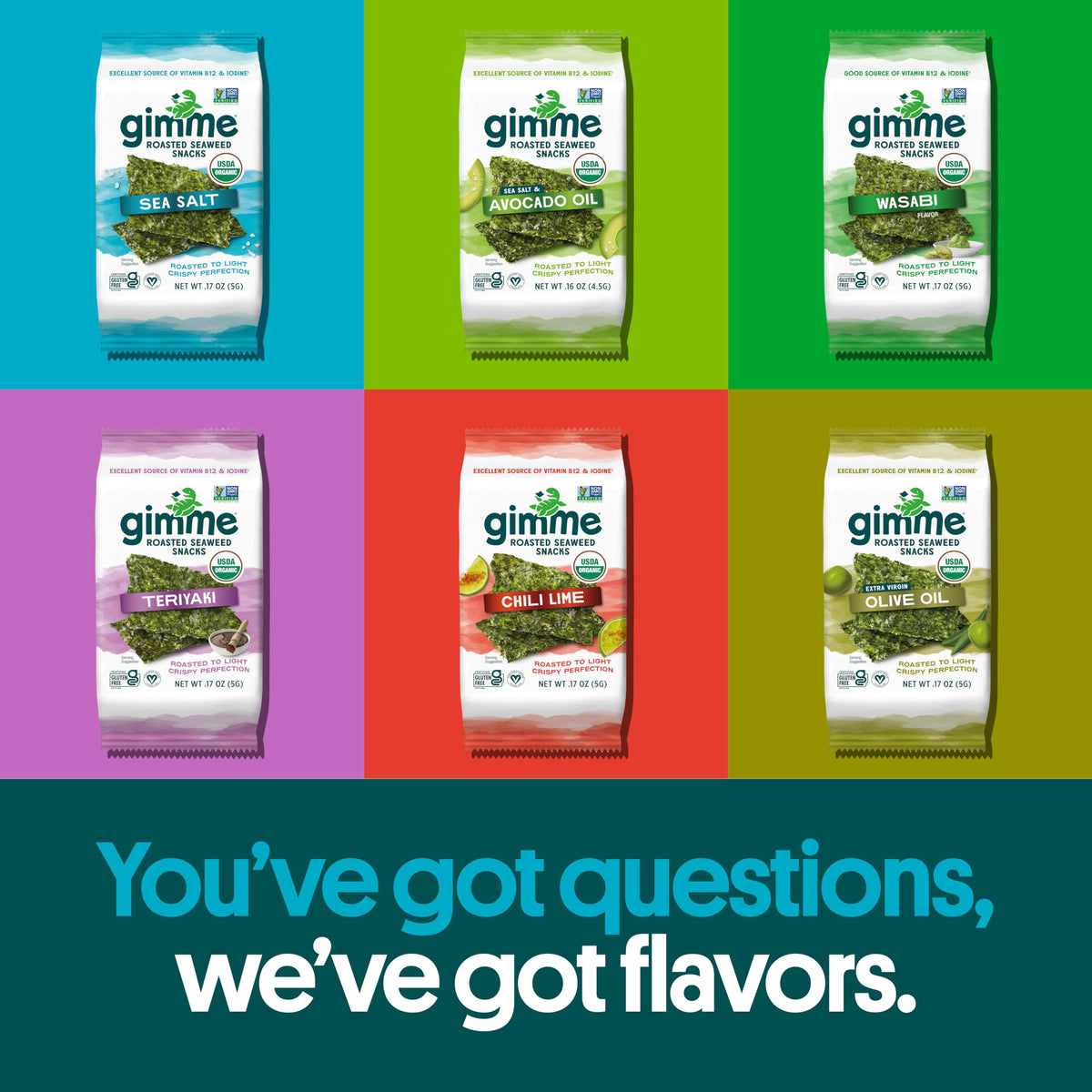 gimMe Seaweed Sea Salt & Avocado Oil pack pairs bright sea salt with fruity oil