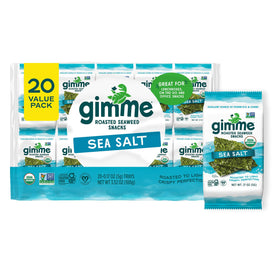 GimMe seaweed sea salt snack in a 20-count box for on-the-go.