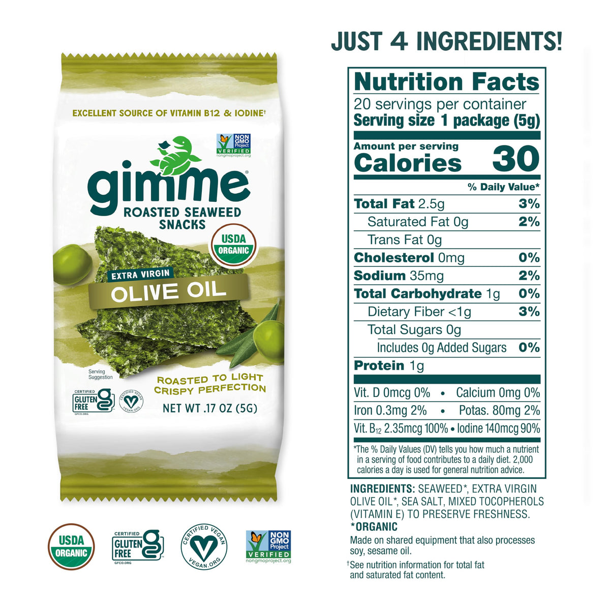 GimMe seaweed snack pack wasabi flavor, bold heat for snack lovers.