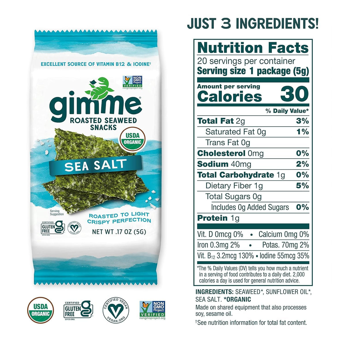 GimMe roasting process emphasizes premium organic seaweed quality.