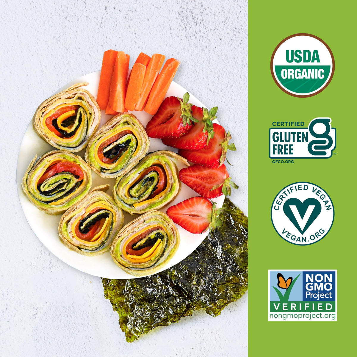 gimMe seaweed sea-salt avocado-oil sheet highlighting savory flavor