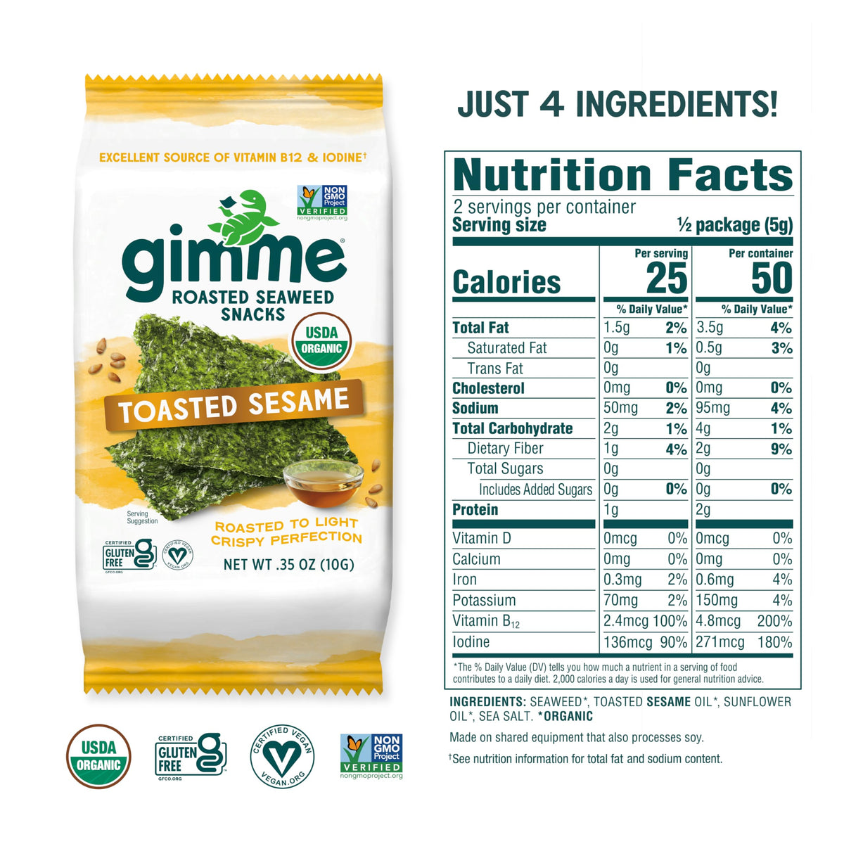 gimMe seaweed sea salt flavor sheet ready to munch