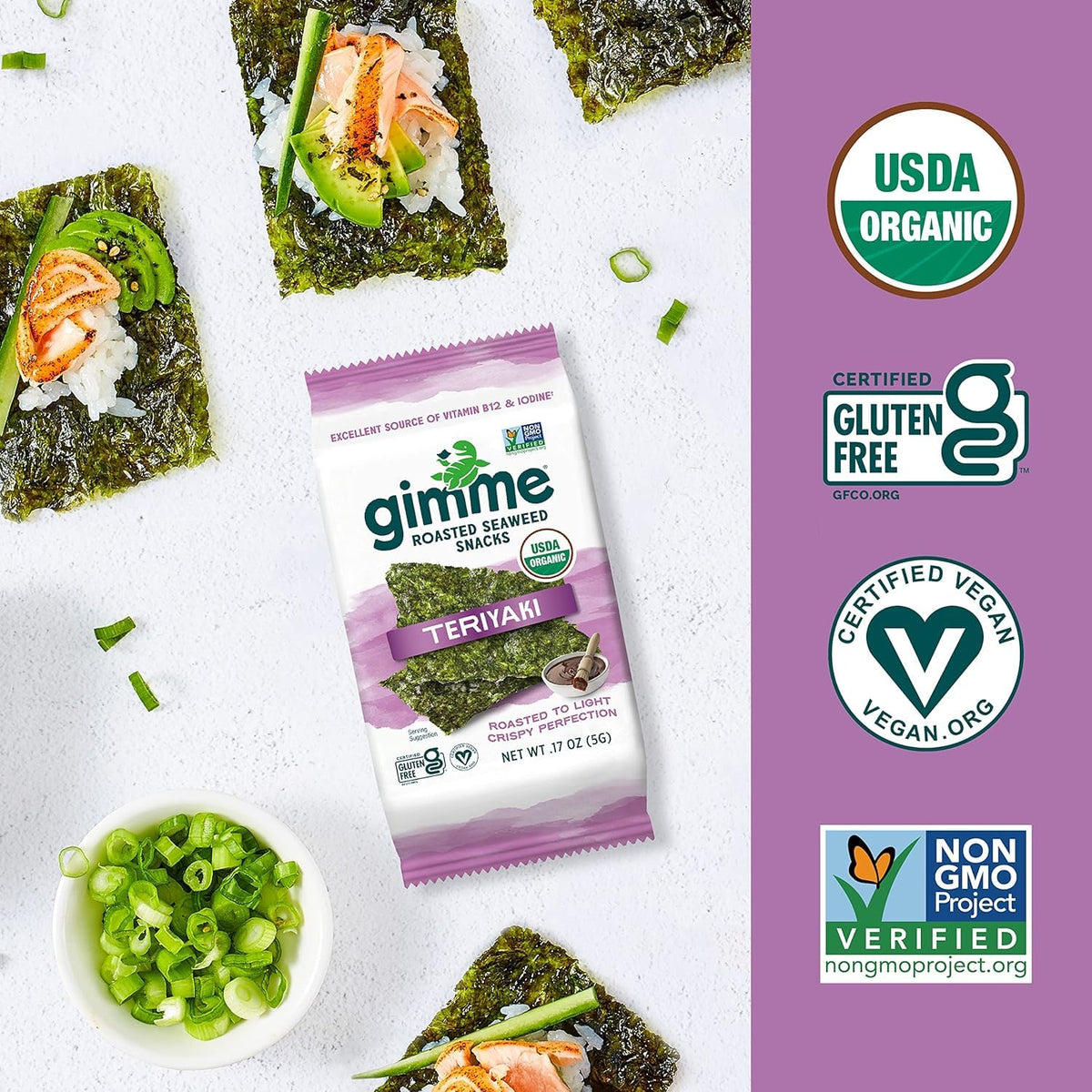 gimMe teriyaki seaweed sheets stack with crisp texture