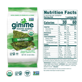 Gimme Toasted Sesame Seaweed Snack in a pack, toasty notes add texture to meals.