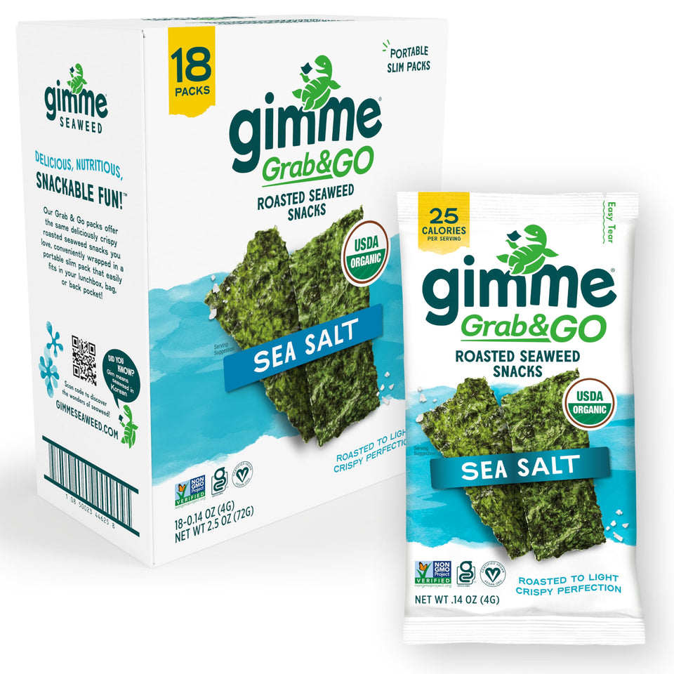 GimMe Sea Salt seaweed pack, convenient on-the-go snack in a single-serve portion.