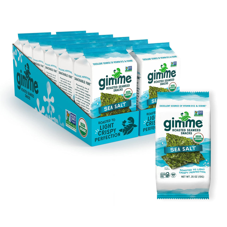 GimMe Seaweed Sea Salt Pack for on-the-go snacking with crisp texture.