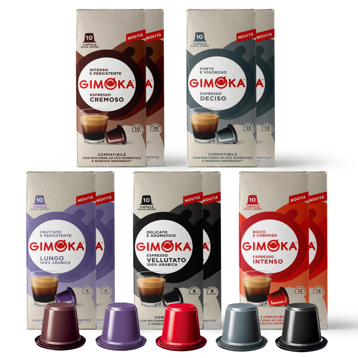Gimoka 100 Espresso pods variety pack in box, ready for tasting sessions.
