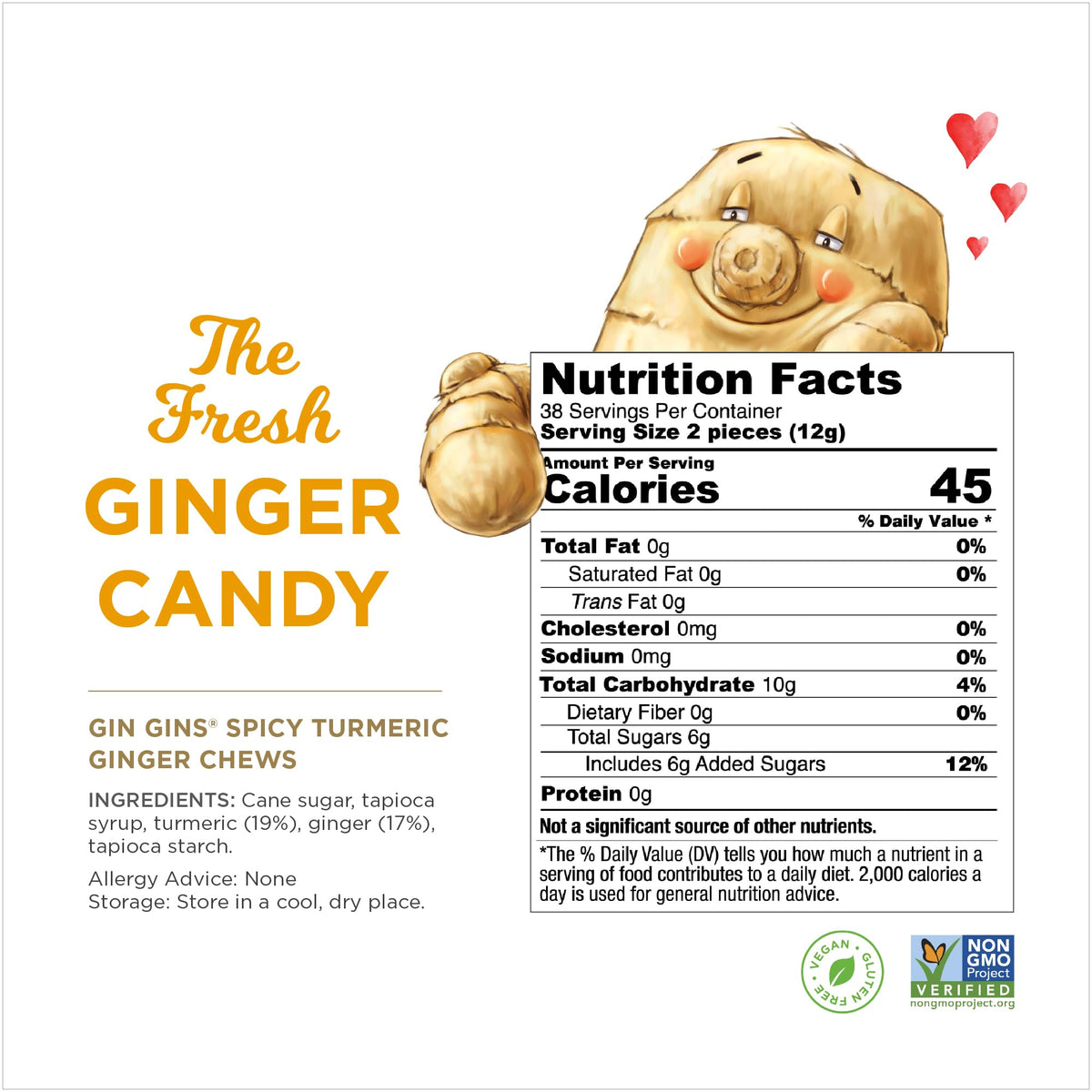 Gin Gins 1lb bag presents a large, shareable supply of turmeric-ginger chews.