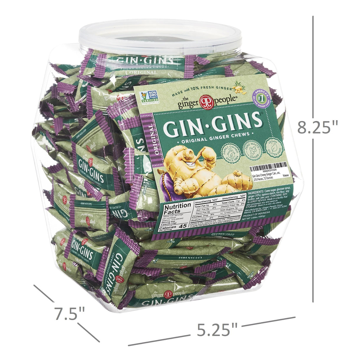 Gin Gins 275 pieces bulk candy offers long-lasting snacking options.