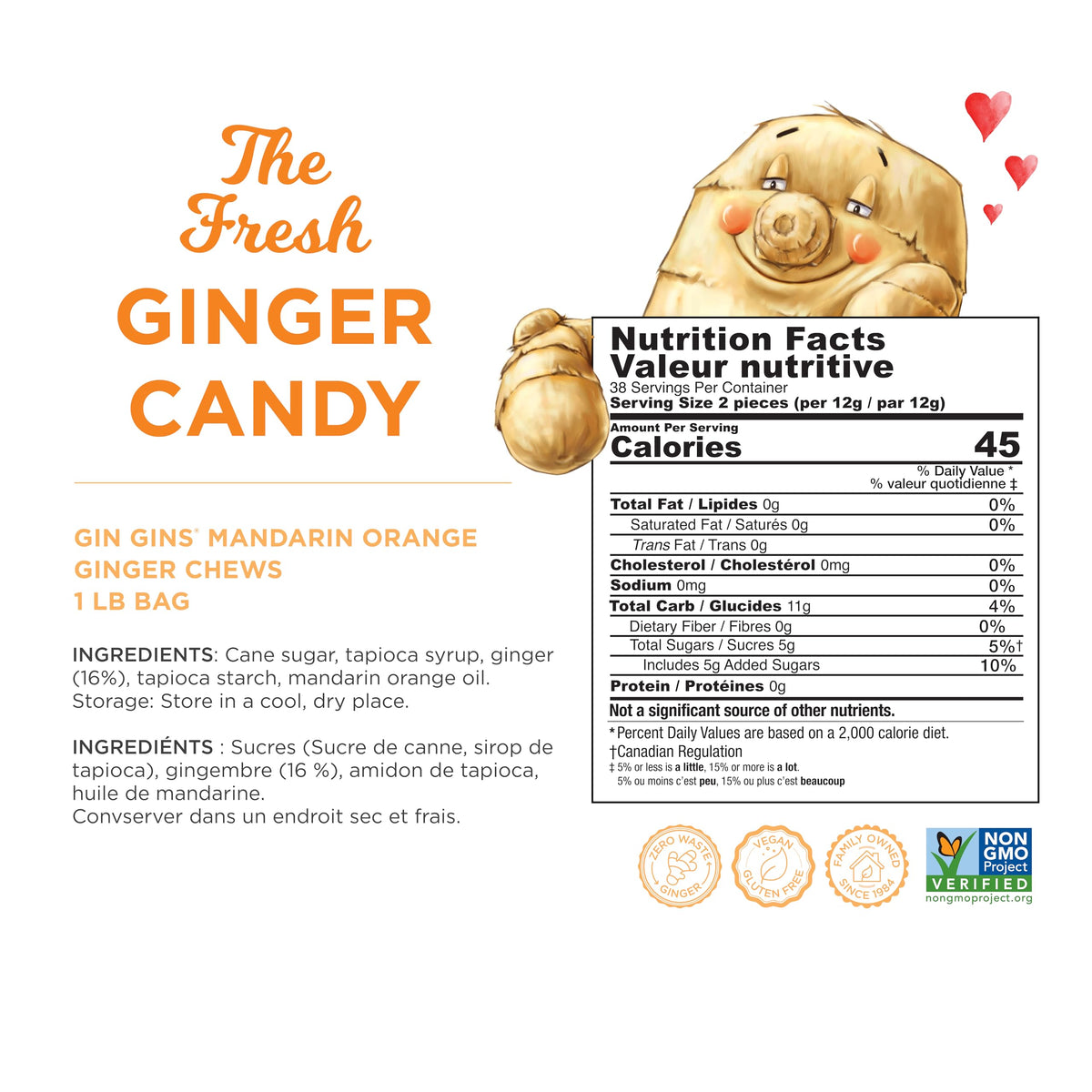 Non-GMO, gluten-free, vegan ingredients emphasize clean snacking.