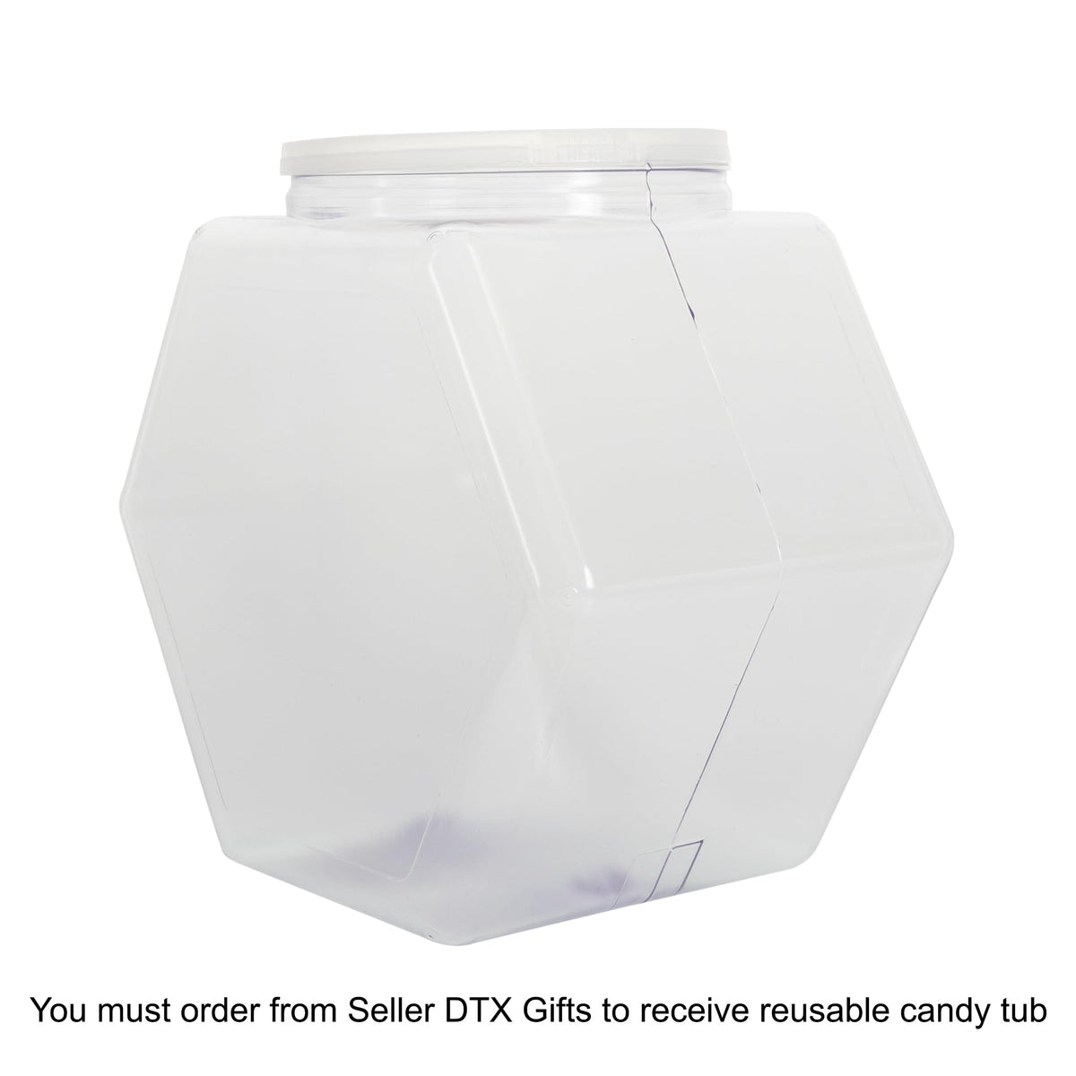 Gin Gins reusable plastic candy jar for storage and display.