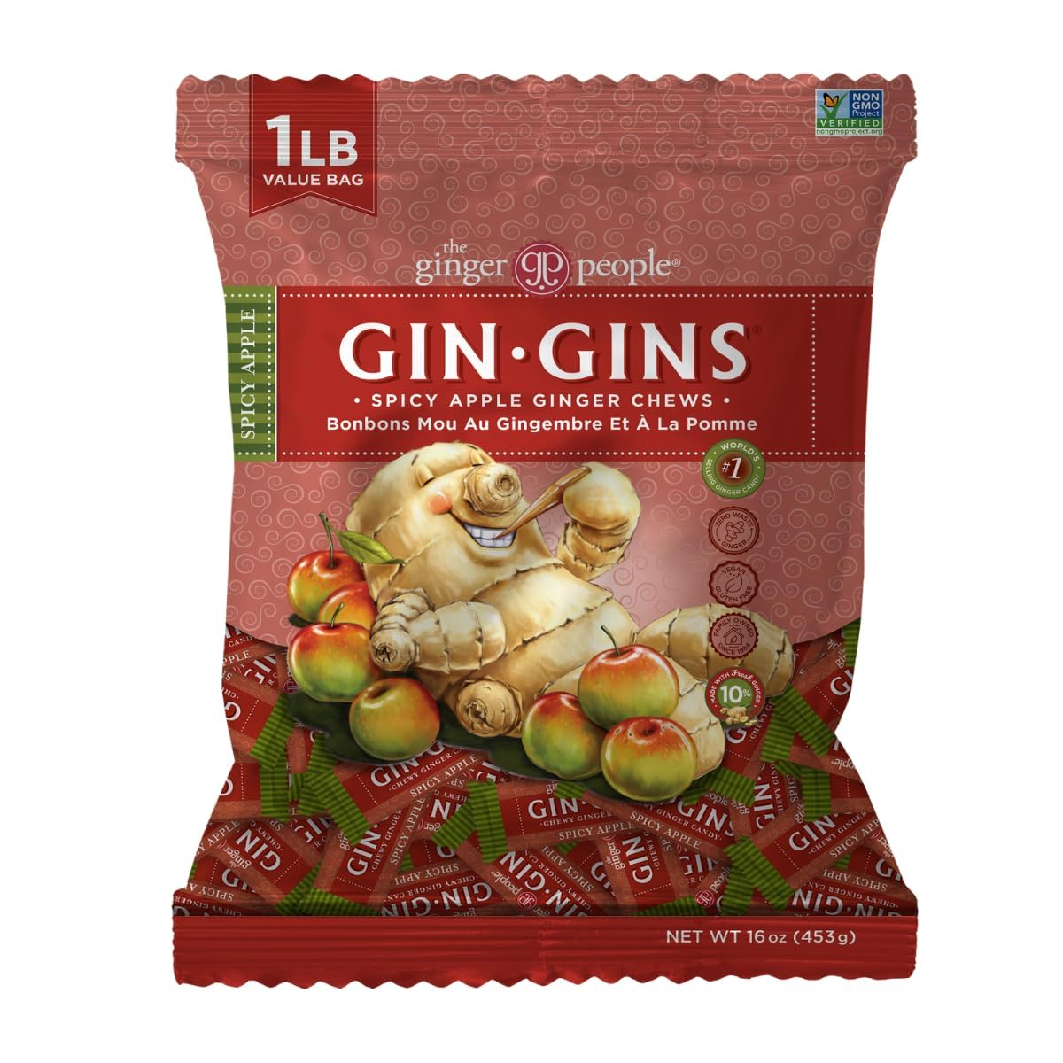 Gin Gins individually wrapped for convenient on-the-go snacking