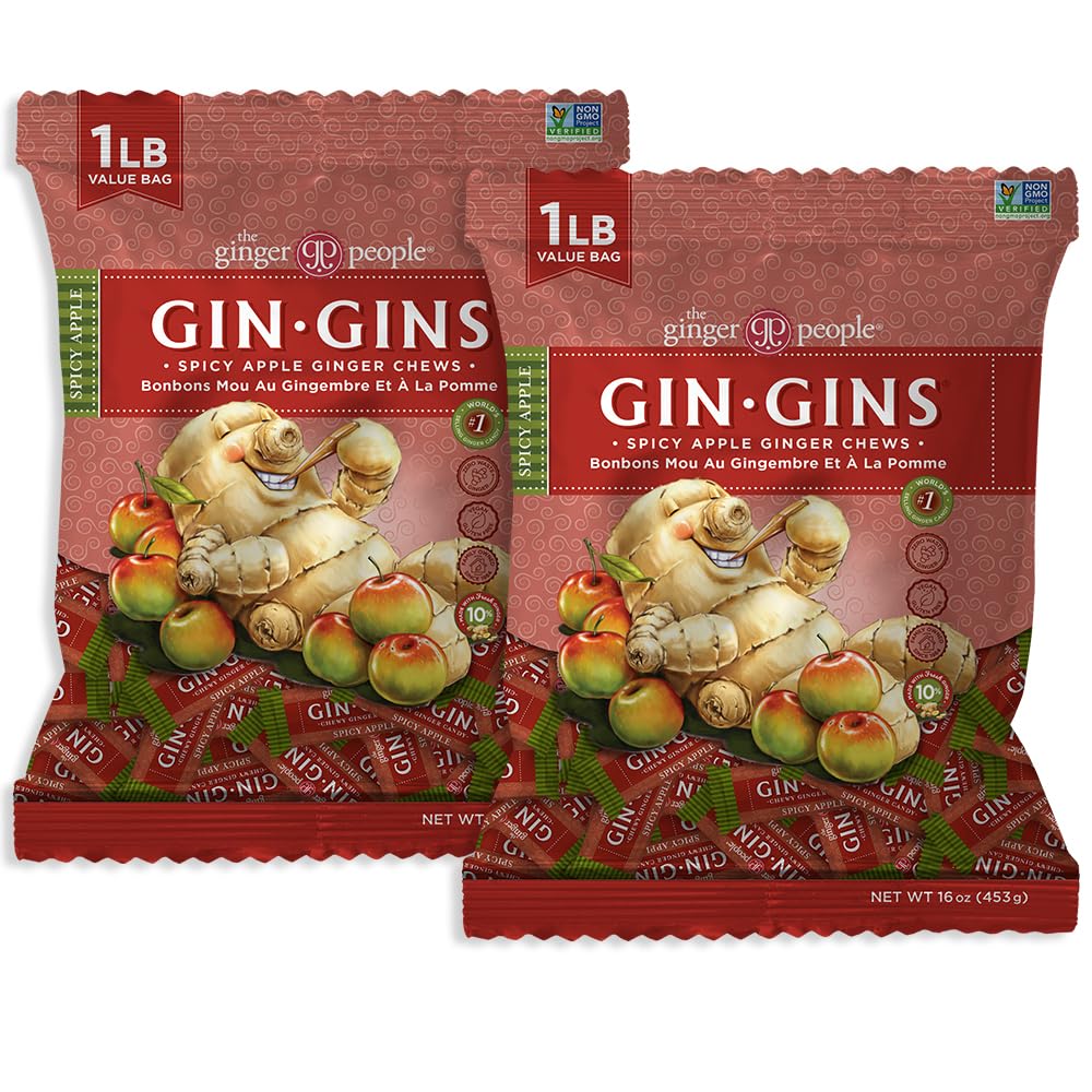 The Ginger People Gin Gins spicy apple chews packaging for easy storage