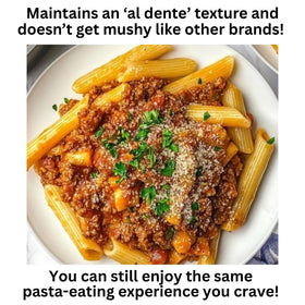 Penne with pesto using Gina's Italian Cuisine pasta for versatile sauces.