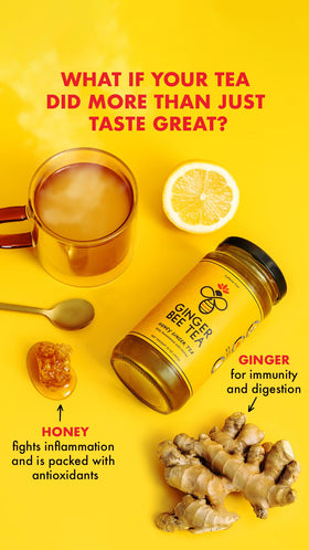 Ginger Bee Tea Concentrate crafted in the USA on a clean countertop