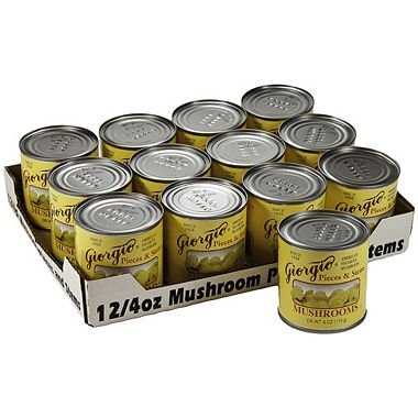 Giorgio Mushroom Pieces and Stems 4 oz pack for soups and sautés, rich aroma and texture.