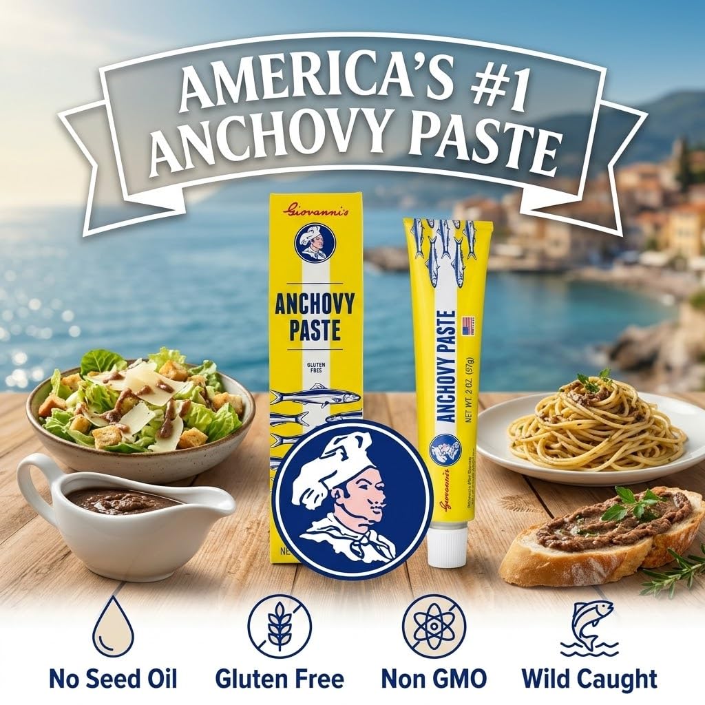 Giovanni's Anchovy Paste bruschetta-topping boosts snacks with robust flavor.